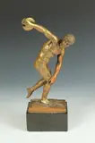 Julius Schmidt-Felling, Discus Thrower, Bronze with gold patina on marble plinth. - Height: 15 in
