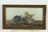 Two Birds by American School, TWO BIRDS, oil on glass, sold Mar 2018