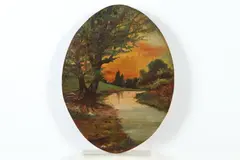 Rht Reis, Woods Along Stream, Oil on panel
