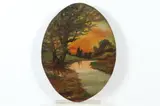 Rht Reis, Woods Along Stream, Oil on panel