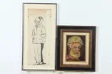 Vernon Lee Reynolds, "THE SATYR SATIRE SATTER MAN "and TWO YOUNG MEN: TWO WORKS, each signed, Oil on board and pen and ink