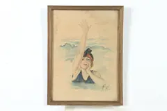 M Cayer, Bather, Watercolor