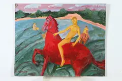 Carlos Catasse, Young Men on Horseback, Oil on board