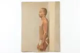 Locker, Standing African American Semi-Nude Man, Oil on canvas laid on panel