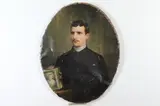 Portrait of Man with Photo Album by Continental School, PORTRAIT OF MAN WITH PHOTO ALBUM, oil on canvas in "as is" condition, offered Mar 2018