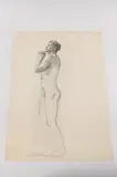 Allyn Cox, Male Nude Study for Figure Praising the Lord, Charcoal on paper