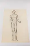Allyn Cox, Male Nude Study for Saint Ambrose, Charcoal on paper