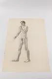 Allyn Cox, Male Nude Study for Man Playing Horn, Charcoal on paper