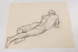 Allyn Cox, Male Nude Study -- Man Reclining, Charcoal on paper
