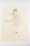 Allyn Cox, Male Nude Study of Upper Body and Right Hand of Seated Man, Charcoal on paper.
