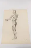 Allyn Cox, Male Nude Study, Charcoal on paper.
