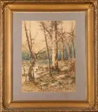 Charles Shuck, Woodland Scene, Watercolor