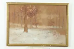 Edgar Nye, Woodland Scene in Snow, Watercolor