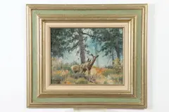 Antonis Karafyllakis, Deer in the Woods, Oil on board
