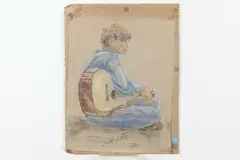 Arthur Prince Spear, PORTRAIT OF BOY WITH GUITAR, signd, Pastel on paper