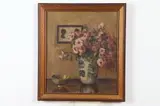 Tabletop Still Life with Flowers by American School, TABLETOP STILL LIFE WITH FLOWERS, oil on canvas, offered Mar 2018
