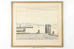 Edgar Nye, Dock Scene in Winter, DOCK SCENE IN WINTER, watercolor