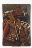 View of Canoes by American School, Oil on board, offered Mar 2018