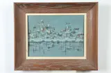 Villafana, Abstract City Skyline, Oil on board