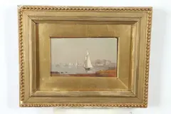 J. W. Bell, Sailboat Scene, Oil on board