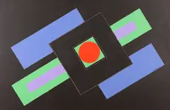 Homage to Euclid 2 by Tom Yanosky, Italian paper collage over acrylic on canvas., offered Mar 2018
