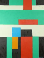 Tom Yanosky, Green Cosmos, Oil on canvas.