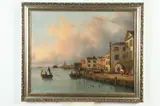 Guiseppe Canella, Dock Scene, Oil on canvas