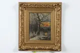 Walter Emerson Baum, Winter Evening Landscape, Oil on board