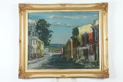 Walter Emerson Baum, Street Scene, Oil on board