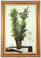 Bernard Buffet, Fleurs Grimpantes, Oil on canvas bearing gallery label verso