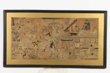 Utagawa Toyokuni, "Goal the Geisha", Triptych ink and color on paper, signed. - each: 14 5/8 in. x 9 7/8 in. faded, maybe "laid down"