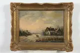 E.P. Moerman, Travelers by Cottage, Oil on panel