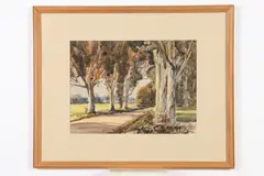 Carl Schmidt, Path Through Trees, Watercolor