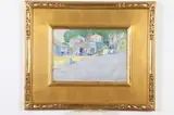 Frances Wiley Faig, Village Street Scene, Oil on board