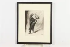 Dan Hariton, Caricature of Isaac Stern, Graphite and charcoal on paper