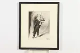 Dan Hariton, Caricature of Isaac Stern, Graphite and charcoal on paper