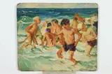 Boys at the Beach by American School, BOYS AT THE BEACH, oil on board, sold Apr 2018