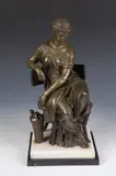 Seated Figure of Greek Woman by Adrien Étienne Gaudez, Bronze - Height: 14 in, sold Apr 2018