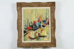 Beatrice Koplovitz, Abstract Sailboats, Oil on canvas