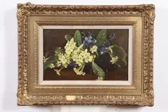 Darwin Holdsworth Bartrop, Primroses and Violets, Oil on board