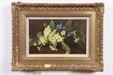 Darwin Holdsworth Bartrop, Primroses and Violets, Oil on board