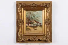 Dubroff, Chickens Feeding in the Yard, Oil on canvas
