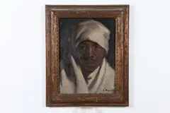 C. Poujiules, North African Tribesman, Oil on board
