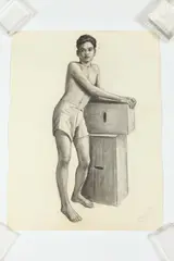 Noel J. Cortes, MALE FIGURAL STUDIES: THREE WORKS, ( GAY INTEREST), each signed and dated lower right, Charcoal