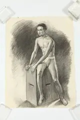 Noel J. Cortes, MALE FIGURAL STUDIES: THREE WORKS, ( GAY INTEREST), each signed and dated lower right, Charcoal