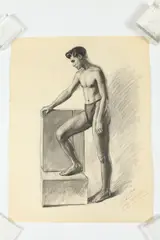 Noel J. Cortes, MALE NUDE STUDIES: FOUR WORKS, (GAY INTEREST), each signed and dated, Charcoal