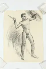 Noel J. Cortes, MALE NUDE STUDIES: THREE WORKS, (GAY INTEREST), two of the three signed and dated, Charcoal