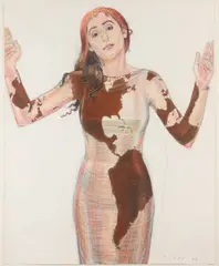 Jody Mussoff, Portrait of Standing Woman, Color pencil