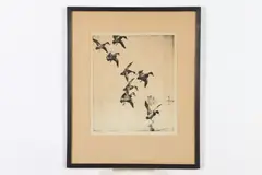 Untitled by Frank Weston Benson, WOODCOCK and DUCKS LANDING: TWO WORKS, each pencil signed lower margin, sold Apr 2018