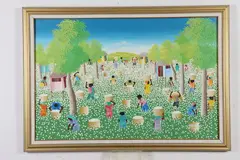 Edner Jean, Cotton Pickers in Haitian Field, Oil on canvas